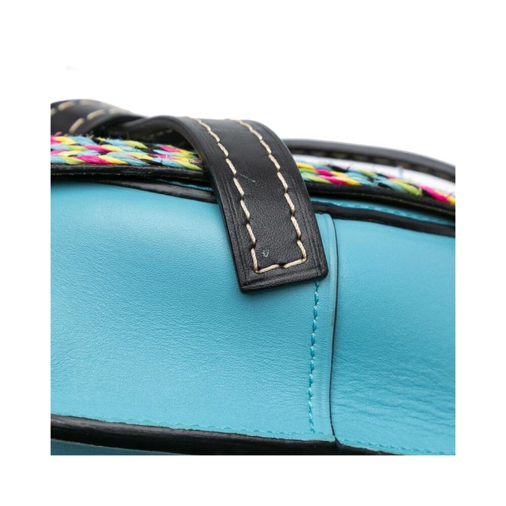 Pre Loved LOEWE Small Raffia and Calfskin Gate Crossbody Women Blue Crossbody - Picture 7 of 8